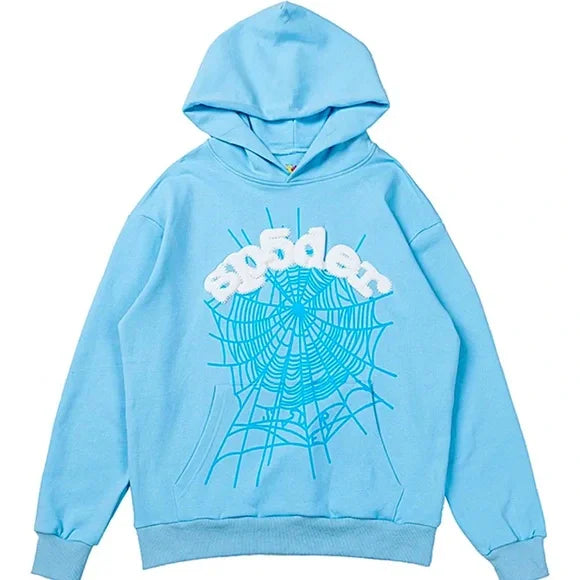 Baby Blue Rhinestone Sp5der hoodie